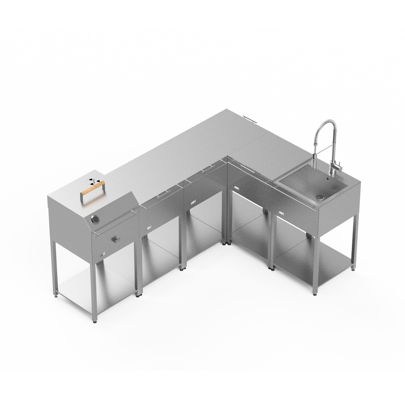 L-shaped outdoor kitchen